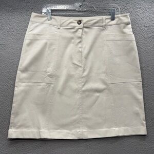 NWT Boden Women's Size 12L Glorious British Style Mini Skirt Beige White Pockets